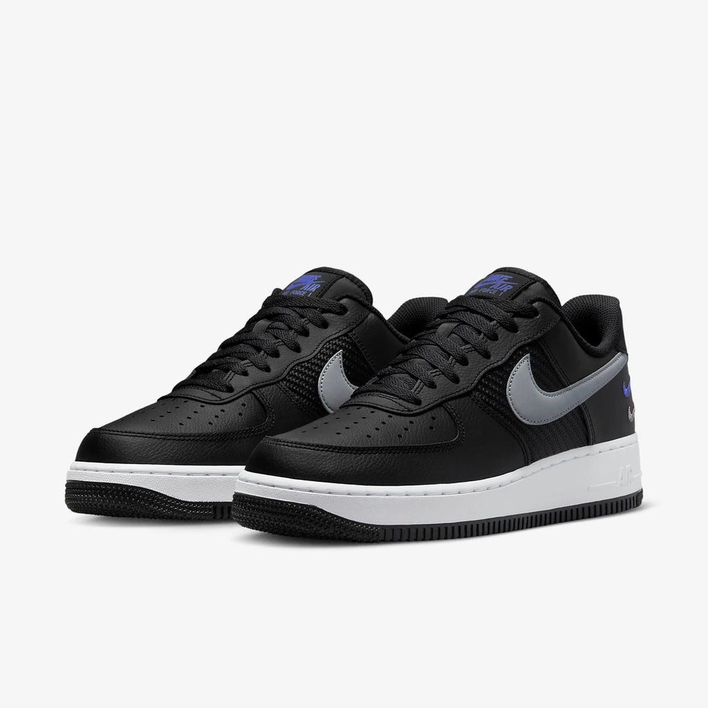 Nike Air Force 1 07 Triple Swoosh Black Grey Racer Blue